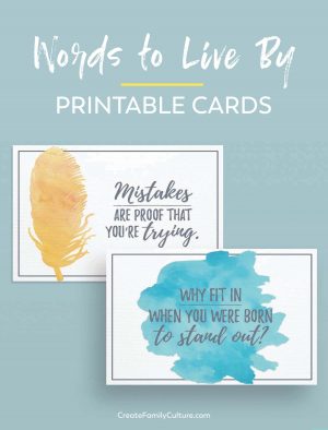 Words to Live By | 36 Life Phrases for Kids | Printable Cards